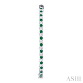 1.6 MM Round Emerald and 1 ctw Round Cut Diamond Precious Inside-Out Alternating Hoop Earrings in 14K White Gold